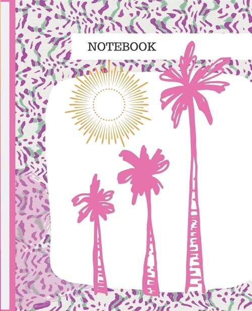 Notebook: PALM TREES ABSTRACT PURPLE BACKGROUND 80s STYLE COVER (Paperback)