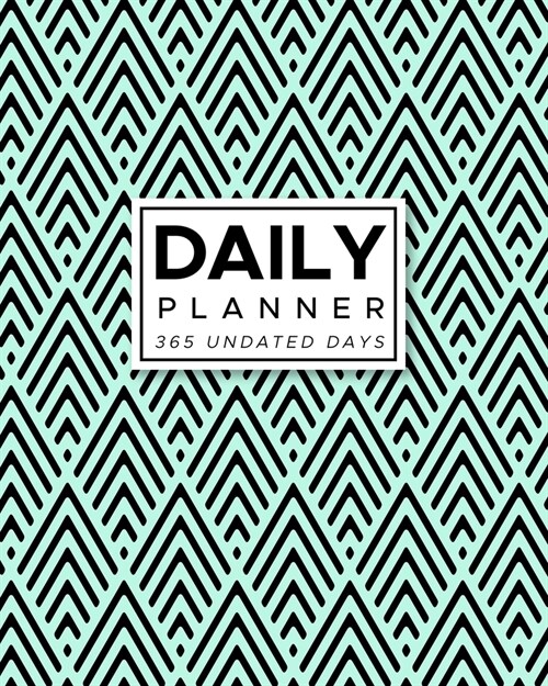 Daily Planner 365 Undated Days: Blue Chevron 8x10 Hourly Agenda, water tracker, fitness log, goal tracker, habit tracker, meal planner, notes, doodl (Paperback)