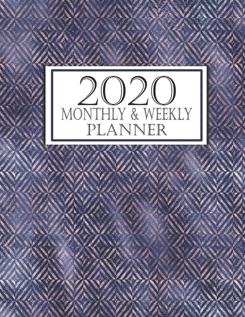 Monthly & Weekly Planner: Monthly Calendar With Weekly Bible Verses, Counting Blessings and Places for Prayer Request Blush Navy Chevron (Paperback)