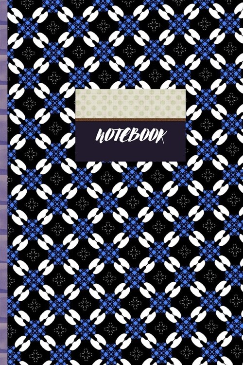 Notebook: Blue and White Geometric Pattern Composition Journal Workbook Wide-Ruled Lined Pages (Paperback)