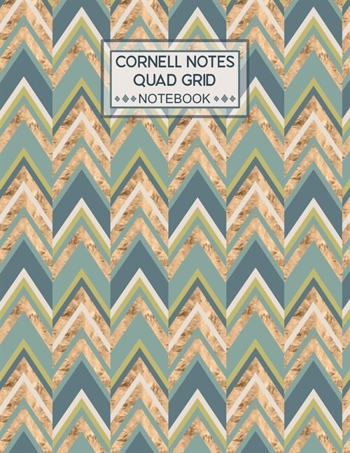 Cornell Notes Quad Grid Notebook: Cornell Quadrille Notebook Paper Index and Numbered Page Interior: Herringbone Sage GreenScience Math (Paperback)