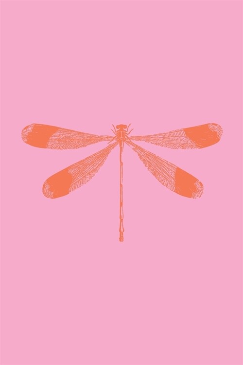 Journal: Cute Dot Grid Notebook with Dragonfly Cover Design in Pink and Orange (Paperback)