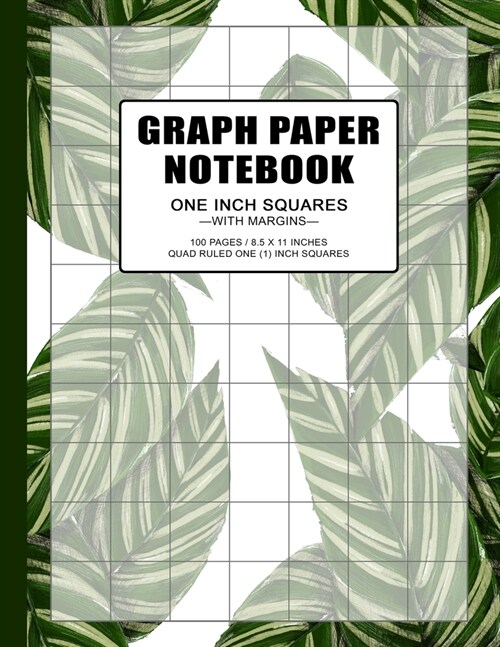 Graph Paper Notebook: one (1) inch squares quad ruled, grid paper composition journal book, 100 pages, double-sided, non-perforated, 8.5 x 1 (Paperback)