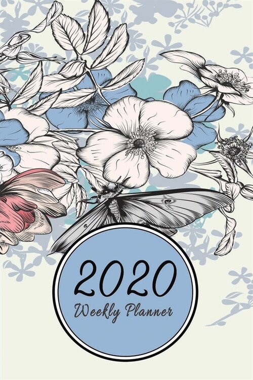 Weekly Planner Flower: 2020 Diary for One Year Use with Year at Glance Calendars Vertical Design - Vintage Flowers (Paperback)