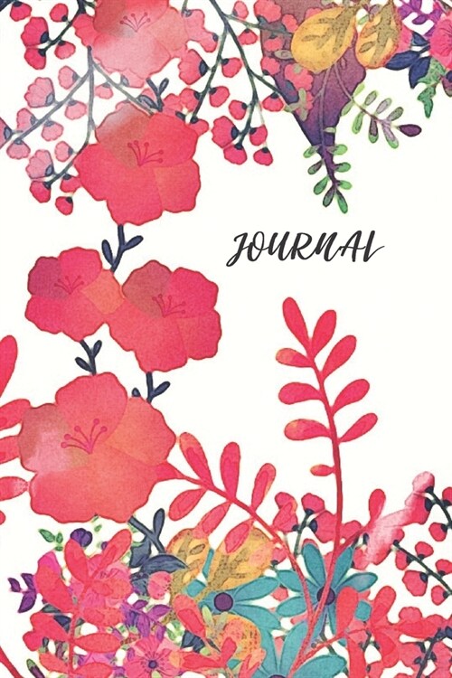 Journal: Red Floral Design Cover on White 100 Journal Pages with Area for Date (Paperback)