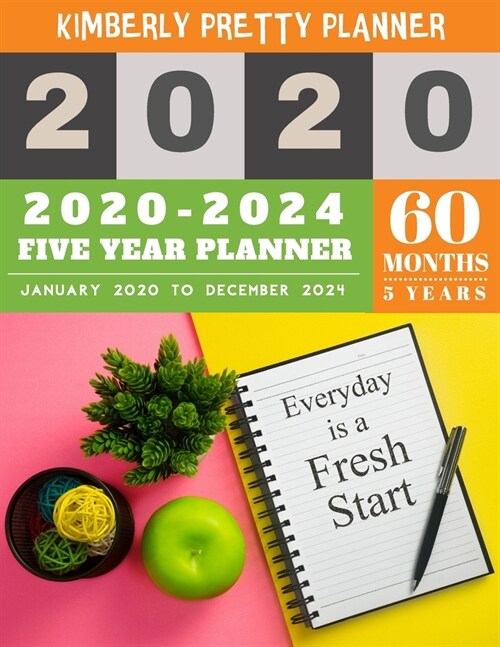 5 year monthly planner 2020-2024: monthly planner 5 year - 60 Months Calendar Large size 8.5 x 11 2020-2024 planner, organizer and internet logbook - (Paperback)
