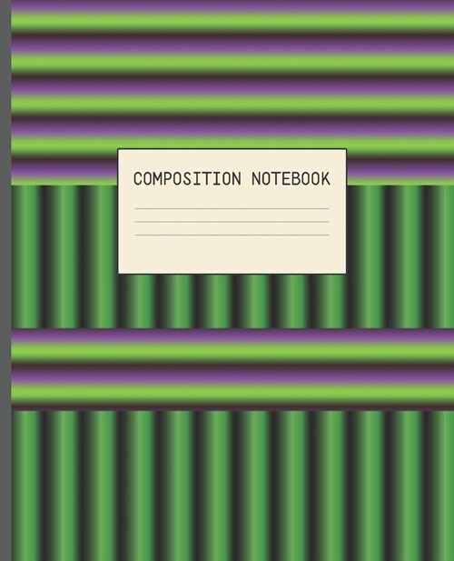 Composition Notebook: GREEN AND PURPLE STRIPES VAPORWAVE OPTICAL ILLUSION DESIGN COVER - 7.5 x 9.25 COLLEGE-RULED 100 PAGES - WORKBOOK, JOU (Paperback)