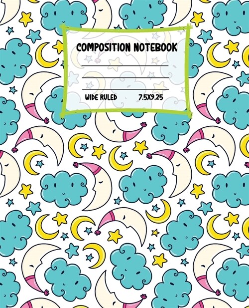 Composition Notebook Wide Ruled: Blue Clouds Colourful Workbook for Girls Boys for Writing - Pretty Journal for Kids - Unique Gift Idea with Cute Patt (Paperback)