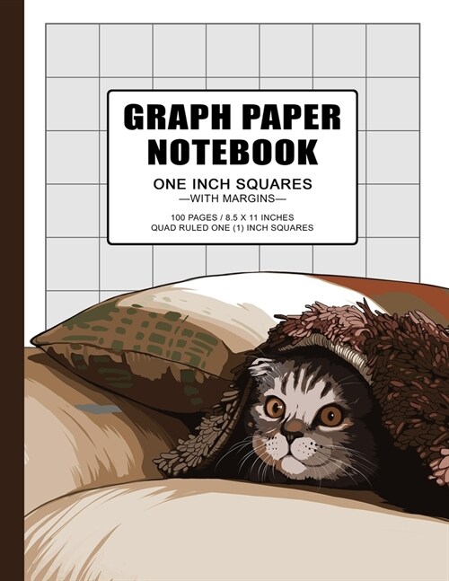 Graph Paper Notebook: one (1) inch squares quad ruled for kitten and cat lovers, grid paper composition journal book, 100 pages, double-side (Paperback)