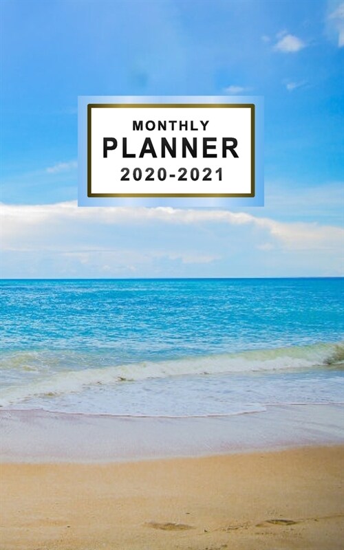 Monthly Planner 2020-2021: Beach & Blue Sky Pocket Planner (Paperback)