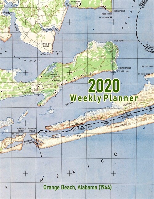 2020 Weekly Planner: Orange Beach, Alabama (1944): Vintage Topo Map Cover (Paperback)