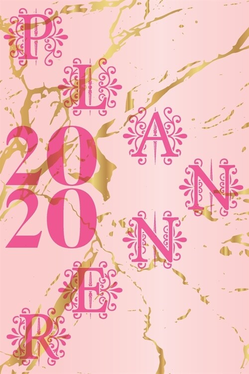 2020 Planner: Monthly Weekly Vertical Days Dated Agenda with Monday Start January through December Organizer Pink Marble Design (Paperback)