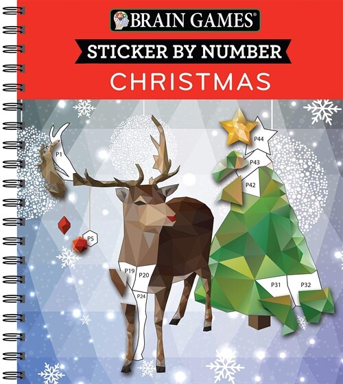 Brain Games - Sticker by Number: Christmas (28 Images to Sticker - Reindeer Cover): Volume 1 (Spiral)
