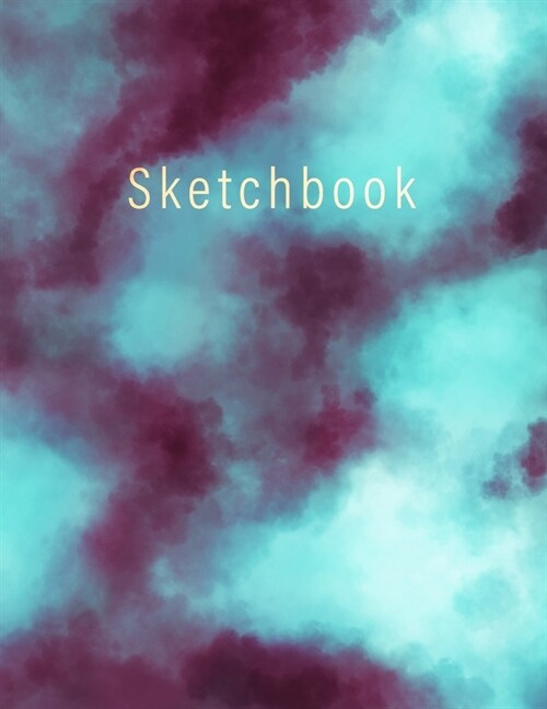 Sketchbook: Teal and Fuschia Tie Dye Blank Book (120 blank pages, 8.5 x 11 inches) (Paperback)