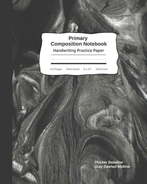 Primary Composition Notebook Handwriting Practice Paper: Cool Marble Black Journal - Improves Handwriting For Kids - Visual Handwriting Visual Cues - (Paperback)