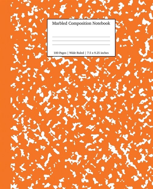 Marbled Composition Notebook: Pumpkin Marble Wide Ruled Paper Subject Book (Paperback)