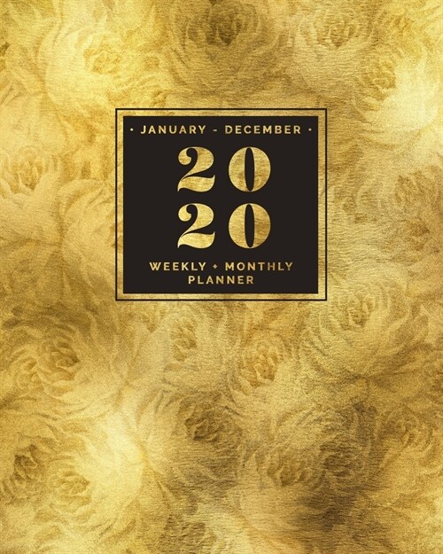 January - December - 2020 - Weekly + Monthly Planner: Vintage Rose FAUX Foil Cover - Agenda Calendar with Inspiring Quotes (Paperback)