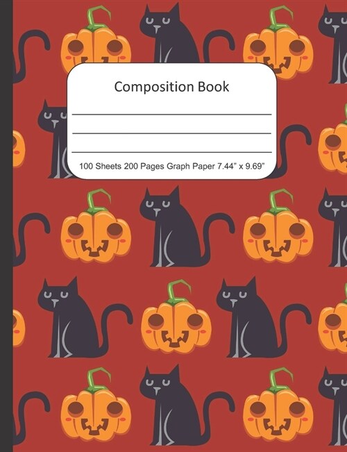 Composition Book Graph Paper, Cats and Pumpkins: Quad Rule (4x4) Graph Paper, Four Squares per Inch Journal Notebook for Math, Science, School, Home o (Paperback)