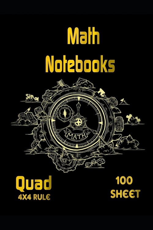 math notebooks quad 4x4 rule, 100 sheets: Graph Paper Quad Ruled Graphing Paper (Paperback)