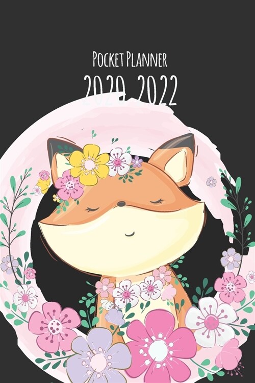 2020-2022 Pocket Planner: Fox Black Cover, Three Year Calendar, 36-Month Pocket Monthly Agenda Planner with Holiday (Paperback)