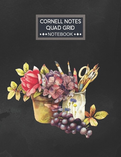 Cornell Notes Quad Grid Notebook: Cornell Quadrille Notebook Paper Index and Numbered Page Interior: Art Watercolor (Paperback)