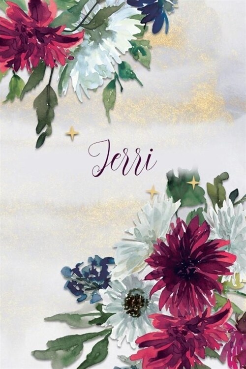 Jerri: Personalized Journal Gift Idea for Women (Burgundy and White Mums) (Paperback)