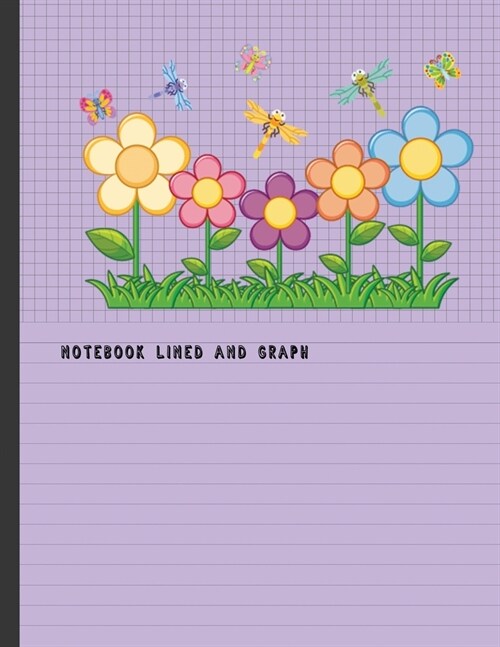 Notebook Lined and Graph: Composition Notebook Half Lined and Half Graph 5x5 on Same page, Coordinate, grid, squared, math paper, Diary Journal (Paperback)