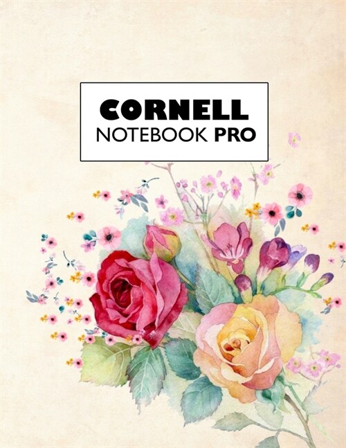 Cornell Notebook Pro: Large Note Taking System For School And University. College Ruled Pretty Light Notes. Beautiful Pastel Floral Cover - (Paperback)