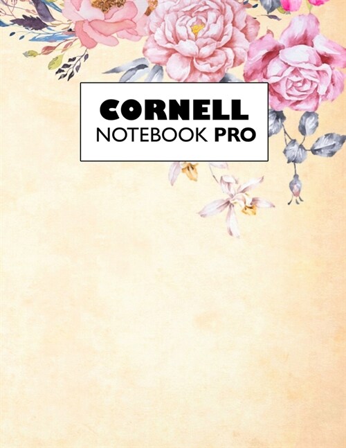 Cornell Notebook Pro: Large Note Taking System For School And University. College Ruled Pretty Light Notes. Beautiful Pastel Floral Cover - (Paperback)