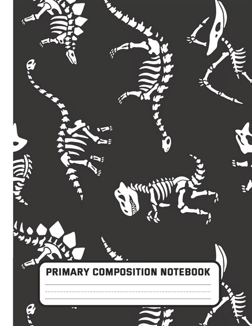 Primary Composition Notebook: T-rex & Friend Party favors - Dashed Midline with Picture Space Creative Draw and Write Story Journal, Exercise Book f (Paperback)