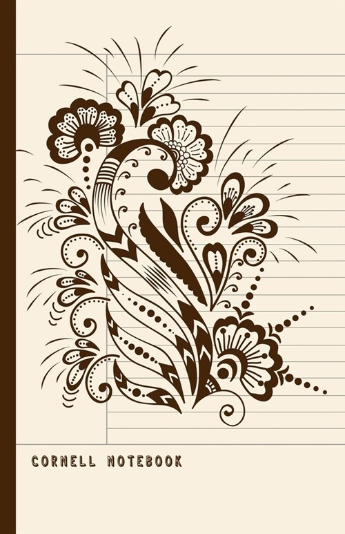 Cornell Notebook: Notes Taking System for High School Adult Student with College Ruled Lines Composition with Mehndi Ornament Theme (Paperback)