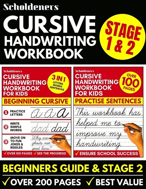 Cursive Handwriting Workbook: 2-in-1 Book Set For Kids (Cursive for Beginners / Cursive Writing Practice Book) (Paperback)