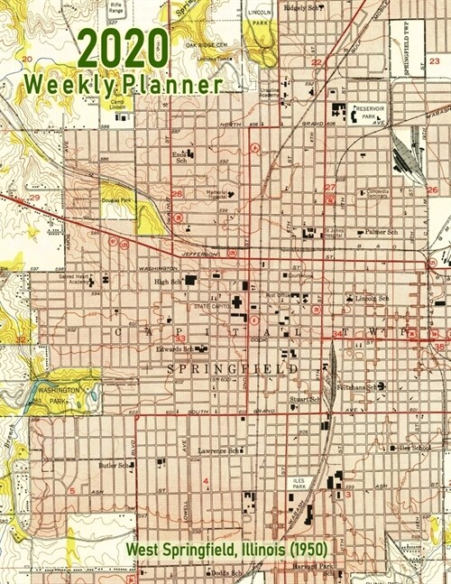 2020 Weekly Planner: West Springfield, Illinois (1950): Vintage Topo Map Cover (Paperback)