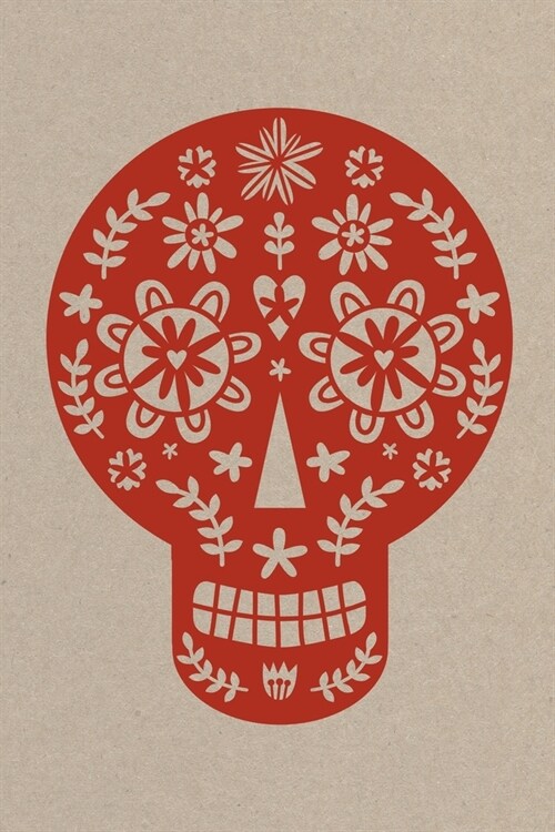 Notes: A Blank Lined Journal with Red Papercut Sugar Skull Cover Art (Paperback)