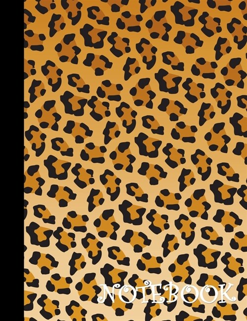 Notebook: Cool Leopard Print Wide Ruled Notepad Blank Lined Writing Journal Novelty Gift for School or Work (Paperback)