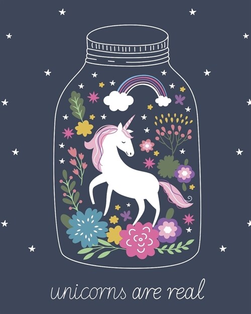 Unicorns Are Real: Unicorn In A Jar Magic Blank Sticker Book 100 pages (Paperback)