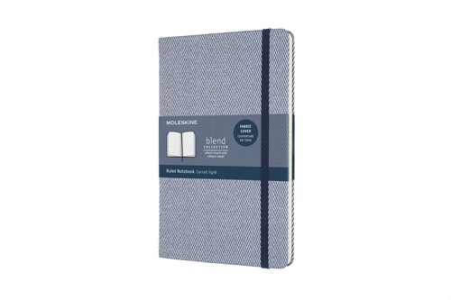Moleskine Blend Limited Collection Notebook, Large, Ruled, Herringbone Blue (5 X 8.25) (Hardcover)