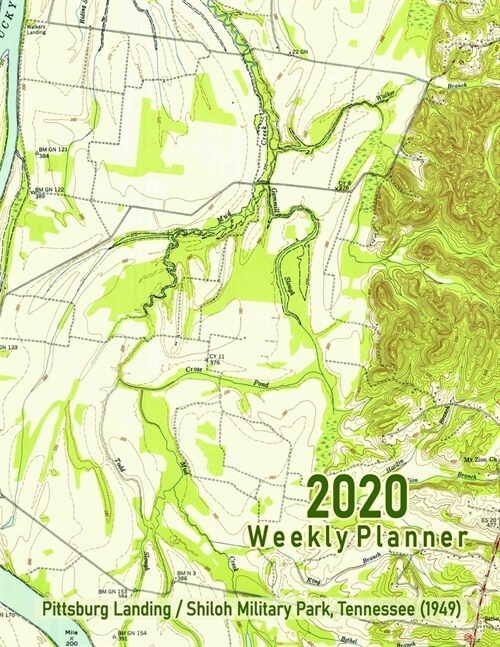 2020 Weekly Planner: Pittsburg Landing/Shiloh Military Park (1949): Vintage Topo Map Cover (Paperback)