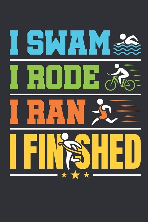 I Swam I Rode I Ran I Finished: Triathlon Journal, Blank Paperback Notebook For Triathlete To Write In, 150 pages, college ruled (Paperback)