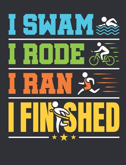 I Swam I Rode I Ran I Finished: Triathlon Notebook, Blank Paperback Book For Triathlete To Write In, 150 pages, college ruled (Paperback)