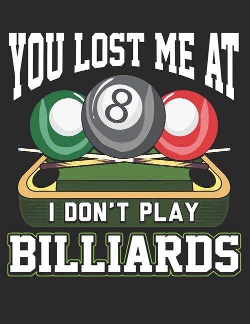 You Lost Me at I Dont Play Billiards: Planner Weekly and Monthly for 2020 Calendar Business Planners Organizer For To do list 8,5 x 11 Pool Billiard (Paperback)