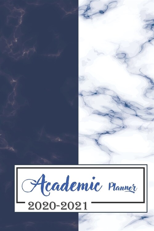 2020-2021 Academic Planner: 2 Year Pocket Calendar Schedule 24 Months and Weekly Planner Organizer with Holidays (Blue and White Marble) (Paperback)