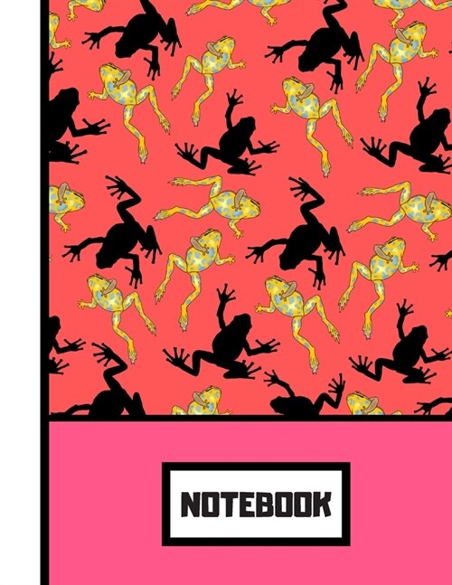 Notebook: Gold Black Frogs Red Pattern Print Novelty Gift - Frog Notebook for Writers, Men, Women, Adults (Paperback)