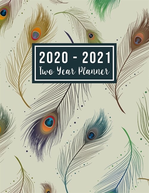 2020-2021 Two Year Planner: 2020-2021 happy planner - feather cover 24 Months Agenda Planner with Holiday from Jan 2020 - Dec 2021 Large size 8.5 (Paperback)