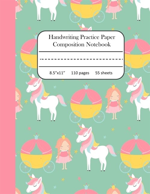 Handwriting Practice Paper Composition Notebook: Blank Writing Sheets with Dotted Midline for Kids size 8.5x11 inches (Paperback)