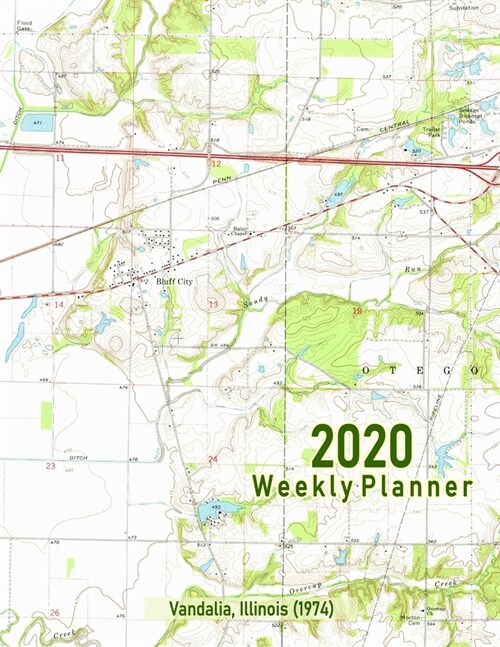 2020 Weekly Planner: Vandalia, Illinois (1974): Vintage Topo Map Cover (Paperback)