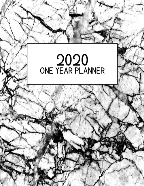 2020 One Year Planner: Jan 2020-Dec 2020, 1 Year Planner, marble digital paper cover, featuring 2020 Overview, daily, weekly, monthly view, a (Paperback)