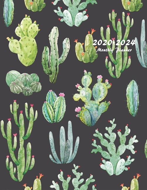 2020-2024 Monthly Planner: Large Five Year Planner with Beautiful Cactus Cover (Paperback)