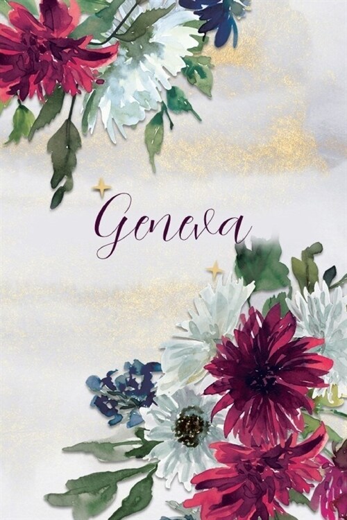 Geneva: Personalized Journal Gift Idea for Women (Burgundy and White Mums) (Paperback)