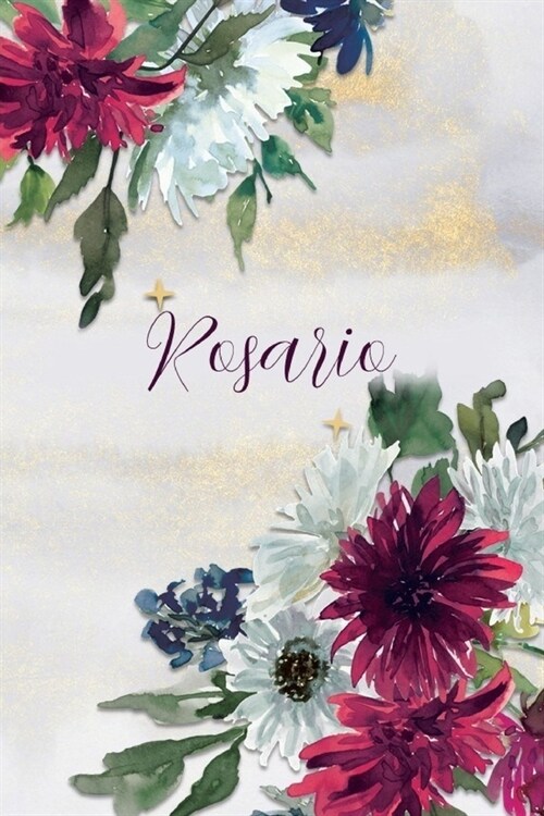 Rosario: Personalized Journal Gift Idea for Women (Burgundy and White Mums) (Paperback)